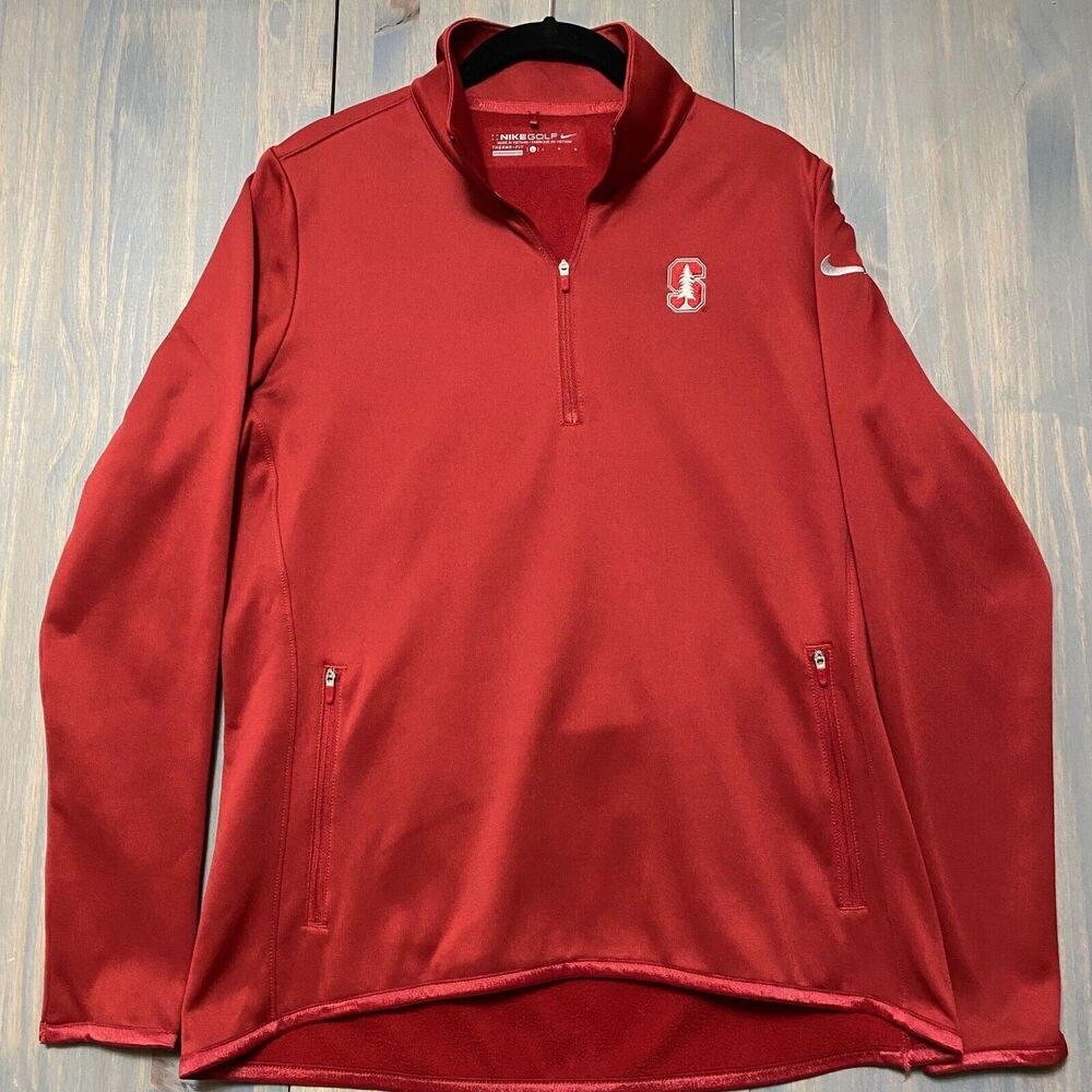 Nike Pro Golf Stanford University Women Half Zip Pullover Sz L ThermaFit Red Whi